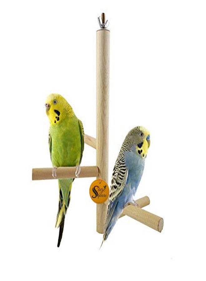 Sage Square 10 Inches / 25.5 cm Natural Wood 4 Stage Playful Climbing Cage Accessory Hanging Perch Bird Stand/Toy - Image 1